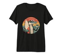 Cool Crocodile Surfer Sunset Ocean Vibes Retro Premium T-Shirt
