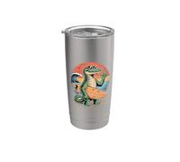 Cool Crocodile Surfer Sunset Ocean Vibes Retro Stainless Steel Insulated Tumbler