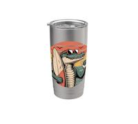 Cool Crocodile Surfer Sunset Ocean Vibes Retro Stainless Steel Insulated Tumbler