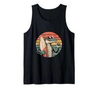 Cool Crocodile Surfer Sunset Ocean Vibes Retro Tank Top