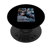 Cool Crow Drinking Iced Coffee Urban Night Street PopSockets Adhesive PopGrip