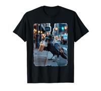 Cool Crow Drinking Iced Coffee Urban Night Street T-Shirt