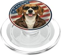 Cool Cute Funny Beagle Dog Puppy Sunglasses USA Flag PopSockets PopGrip for MagSafe