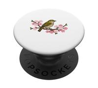 Cool Cute Japanese Bush Warbler Cherry Blossoms Tree Bird PopSockets Adhesive PopGrip