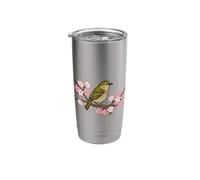 Cool Cute Japanese Bush Warbler Cherry Blossoms Tree Bird Stainless Steel Insulated Tumbler