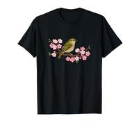 Cool Cute Japanese Bush Warbler Cherry Blossoms Tree Bird Value Graphic T-Shirt, Men, Black, L