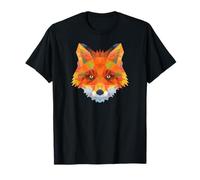 Cool Cute Orange Fox Face Geometric Polygon Animal Graphic T-Shirt
