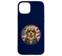 Cool Cute Tibet Mastiff Dog Puppy Sunglasses USA Flag Case for iPhone 15 Plus