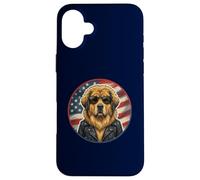 Cool Cute Tibet Mastiff Dog Puppy Sunglasses USA Flag Case for iPhone 16 Plus