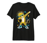 Cool Dabbing Cheetah with Crown and Blue High Top Shoes Premium T-Shirt