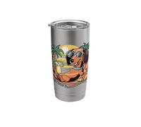 Cool Dachshund Dog on the Beach Stainless Steel Insulated Tumbler
