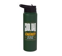 Cool Dad Energy Warning Emitting Dads Jokes Stainless Steel Insulated Water Bottle