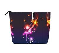 Cool Decorative Flowers Printed Single-Layer Cosmetic Bag Faux Linen Material Large Capacity Coin Purse Travel and Business Trip Essential