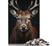 Cool Deer Animal Portrait Puzzles 500 Pieces Wooden Puzzles Puzzle Adult Jigsaw Puzzle for Home Decoration 500pcs (52x38cm)