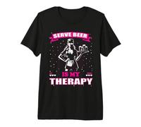 Cool Design for the Waitress Serve Beer is My Therapy! Premium T-Shirt