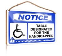 Cool Desk Accessory Wooden Plaque - Varnished Surface & Forbidden/Quirky Home Decor | Vintage Laundry Room Decor, Notice Table Designated For The Handicapped