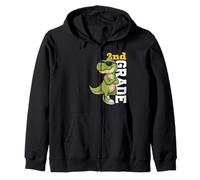 Cool Dinosaur 2nd Grade Back to School Zip Hoodie