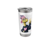 Cool Dinosaur Funny Reptile Peace Sign Graphic Playful Sharp Stainless Steel Insulated Tumbler