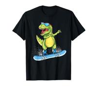 Cool Dinosaur Snowboarding Skiing Dabbing T rex Snowboard T-Shirt