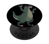 Cool Dinosaur T Rex Rock Hand Sign Punk Mascot Graphic With PopSockets Adhesive PopGrip