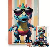 Cool Dinosaur with Sunglasses Jigsaw Puzzles for Adults1000 Pieces Focus Boost, Bright Print, Family Fun, Wall Accent (38x26cm)