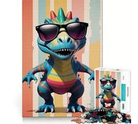 Cool Dinosaur with Sunglasses Jigsaw Puzzles for Adults1000 Pieces Focus Boost, Bright Print, Family Fun, Wall Accent (38x26cm)