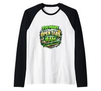 Cool Distressed Look Computer tech Humor Too Many Open tabs Raglan Baseball Tee