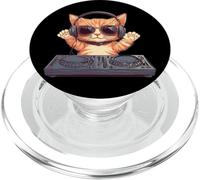 Cool DJ Cat Retro Illustration for Music Lovers PopSockets PopGrip for MagSafe