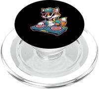 Cool Dj Fox Spinning Decks Night Vibes PopSockets PopGrip for MagSafe