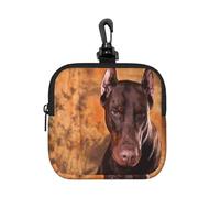 Cool Doberman Pinscher Dog, Square Zipper Storage Bag, Neoprene Coin Purse, Small Wallets, Change Pouch, Change Purse