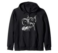 Cool Doberman Sticking Tongue Out in Playful Defiance Face Zip Hoodie