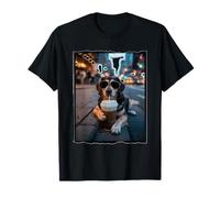 Cool Dog Drinking Iced Coffee City Night Vibes T-Shirt