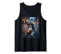 Cool Dog Drinking Iced Coffee City Night Vibes Tank Top