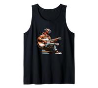 Cool Dog Playing Acoustic Guitar in Hoodie Sneakers Tank Top