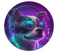 Cool Dog Playing Music Jigsaw Puzzles for Adults, 1000 Piece Challenging Puzzles Family Fun Craft, Perfect for Birthdays, Holidays (67.5x67.5cm)