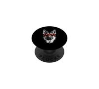 Cool Dog with Heart Sunglasses PopSockets Adhesive PopGrip