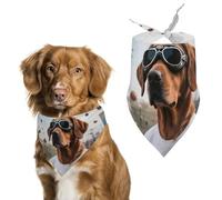 Cool Dog with Sunglasses Dog Bandanas for Feeding Grooming, Triangle Pet Bibs for Cats & Dogs Washable Fashion Pets Scarf for Party Travel 27.6 X 11.8 Inch