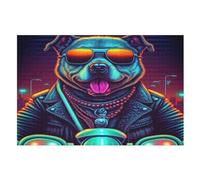 Cool Dogs Wooden Puzzles Jigsaw Puzzle 1000 Pieces for Adults Creative Difficult Challenging Game （75×50cm）