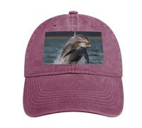 Cool Dolphin Baseball Cap for Women Men Golf Dad Hat Adjustable Classic Baseball Hat Outdoor Sports Caps, Wine Red-style, One Size