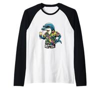 Cool Dolphin Summer Party Vacation Raglan Baseball Tee