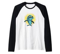 Cool Dolphin with Sunglasses for a Sunny Vibe Raglan Baseball Tee