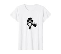 Cool Doomsday Apocalypse Armageddon Gas Mask Value Graphic T-Shirt, Women, White, XL