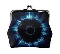 Cool Dot Print Double Clasp Metal Frame Leather Kiss Lock Change Pouch Wallet for Women with Keys, Small Purses