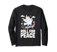 Cool Dove on Skateboard Cartoon Promoting Peace Long Sleeve T-Shirt