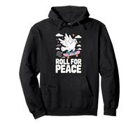 Cool Dove on Skateboard Cartoon Promoting Peace Pullover Hoodie