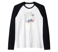Cool Dove on Skateboard Cartoon Promoting Peace Raglan Baseball Tee