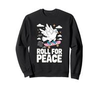 Cool Dove on Skateboard Cartoon Promoting Peace Sweatshirt