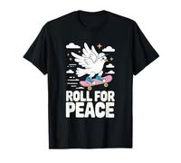 Cool Dove on Skateboard Cartoon Promoting Peace T-Shirt