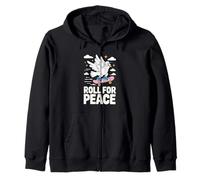 Cool Dove on Skateboard Cartoon Promoting Peace Zip Hoodie