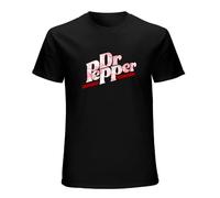 Cool Dr Pepper Cotton Round Neck Tee Shirt for Men Black L